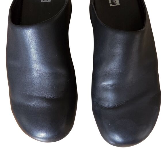FitFlop SHUV Black Leather Clogs 10 Comfort Work Slip-On Mules - Picture 5 of 15